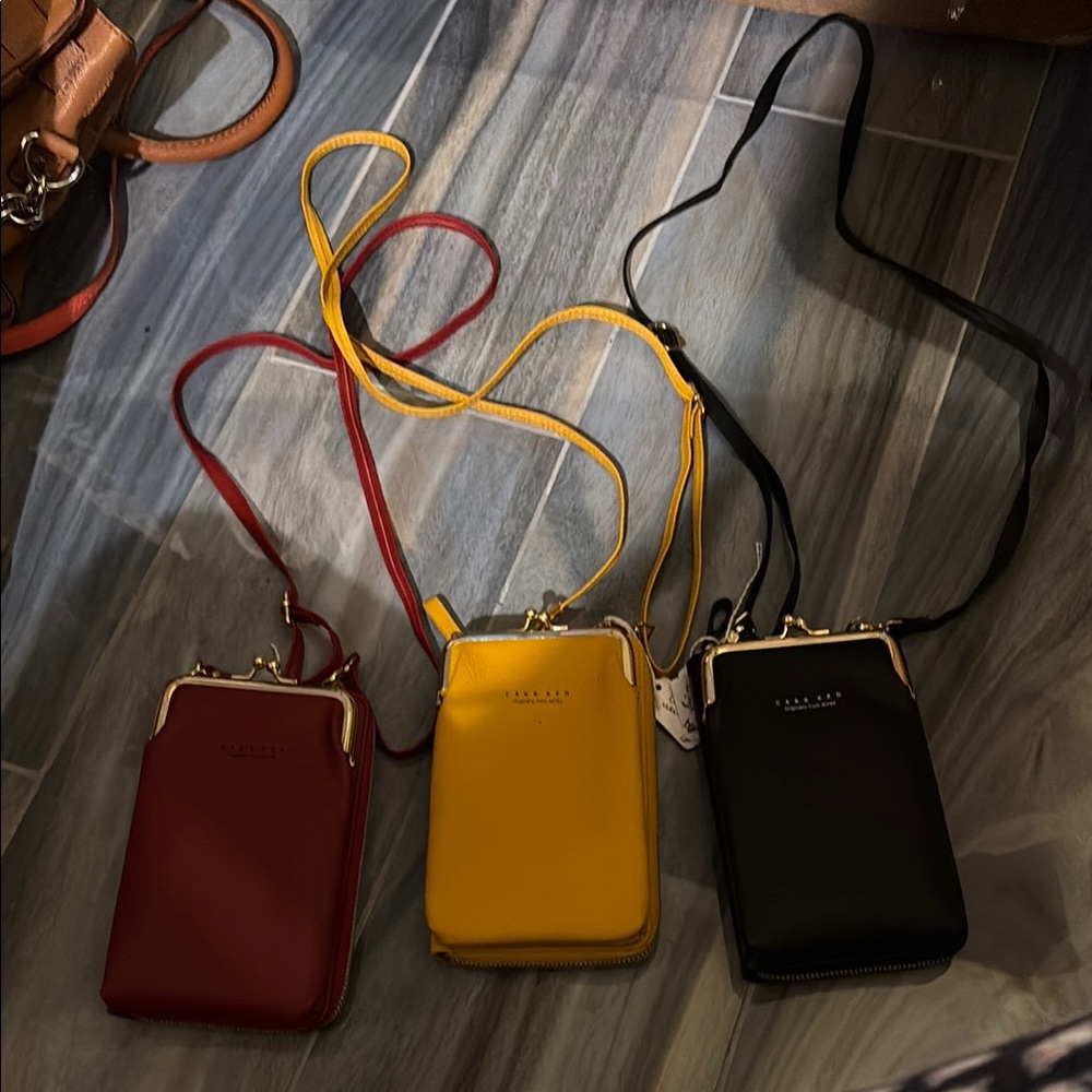 CARR KEN Crossbody Bag Trio - Burgundy, Mustard, Black - Bundle